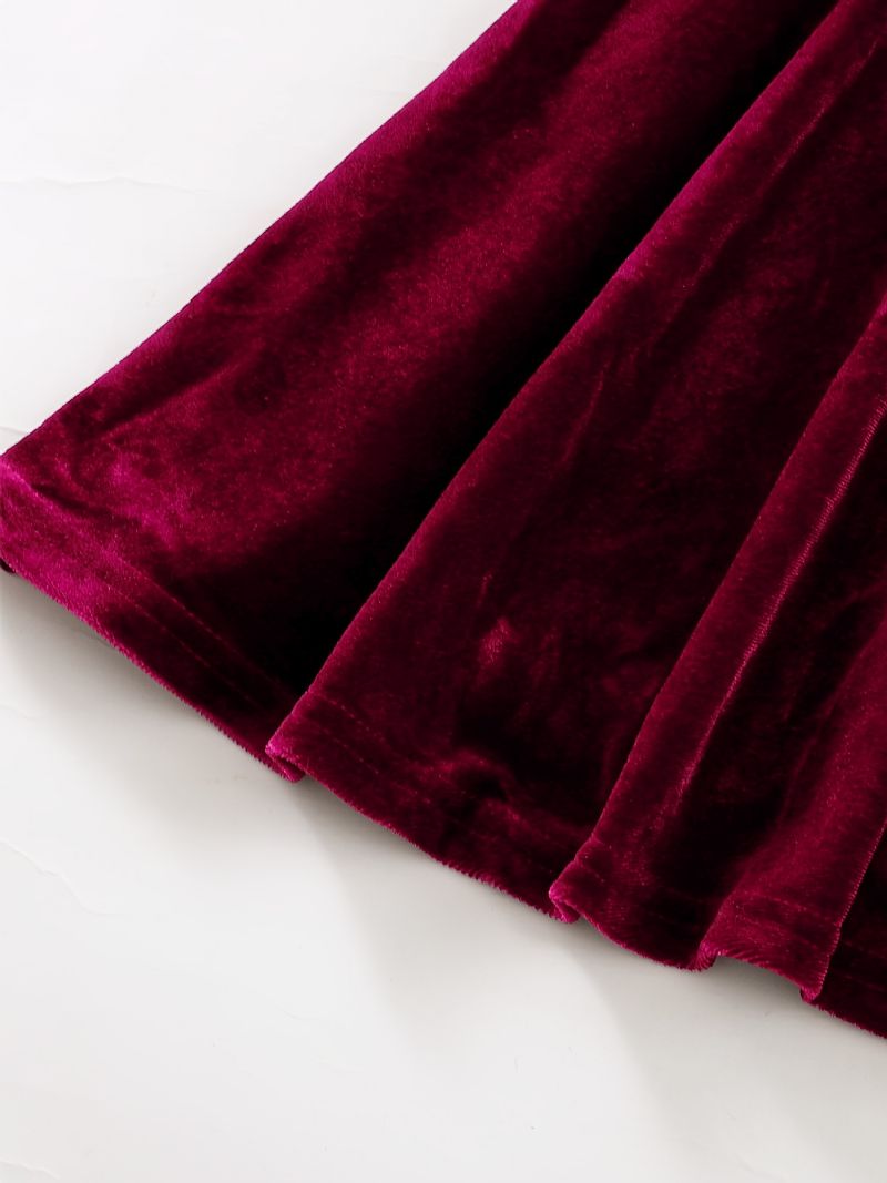 Piger Burgundy Velvet Spaghetti Stap Cami Dress Børnetøj