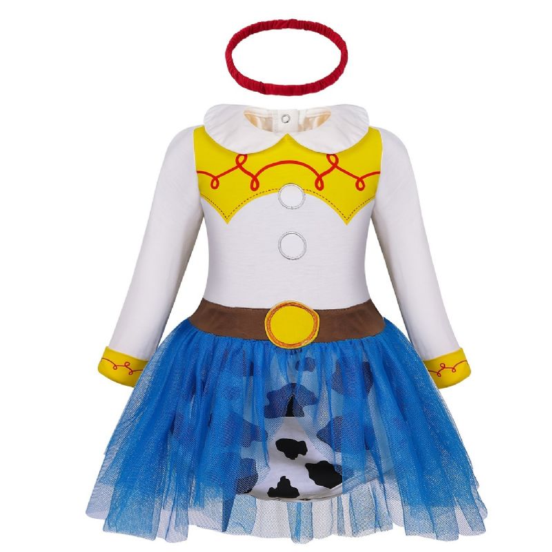 Piger Elegant Cute Cartoon Princess Dress Mesh Stitching Kostume Romper For Party Performance