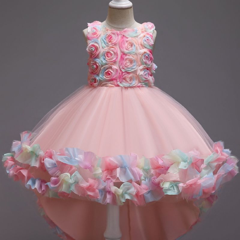 Piger Mesh Flower Catwalk Princess Dress Børnetøj