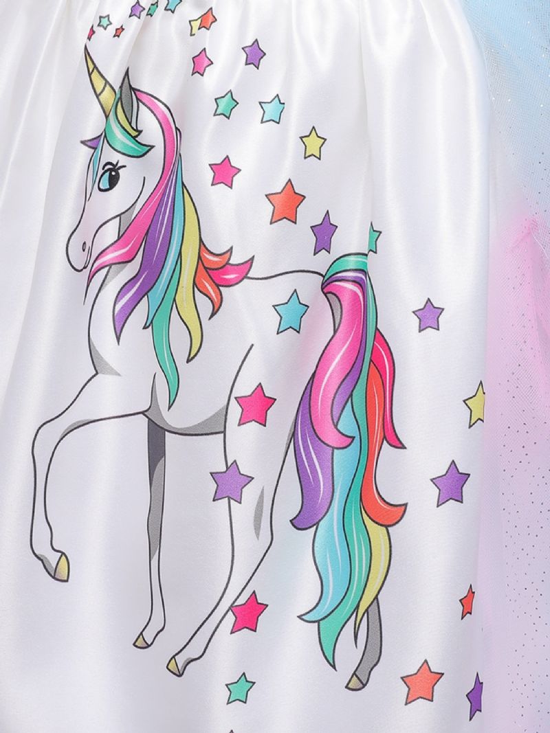 Piger Mesh Prinsesse Kjole Unicorn Print Kostume Formel Til Festkjole Jul Fødselsdag Aftenfest Bryllup