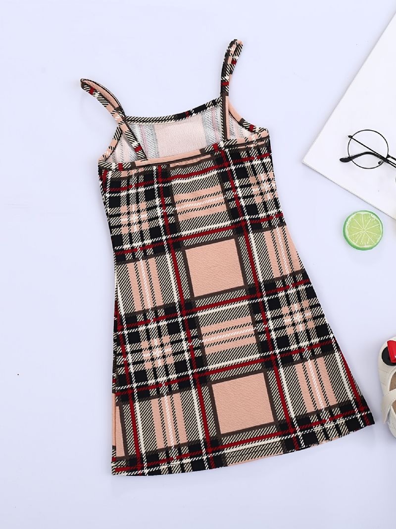 Piger Plaid Print Cami Dress Børnetøj Til Sommer