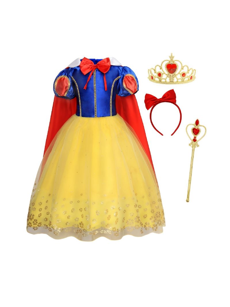 Piger Prinsesse Kjole Kostume Dress Up Fødselsdagsfest Jul Cosplay Outfit Tilbehør Inkluderet Sæt Børnetøj