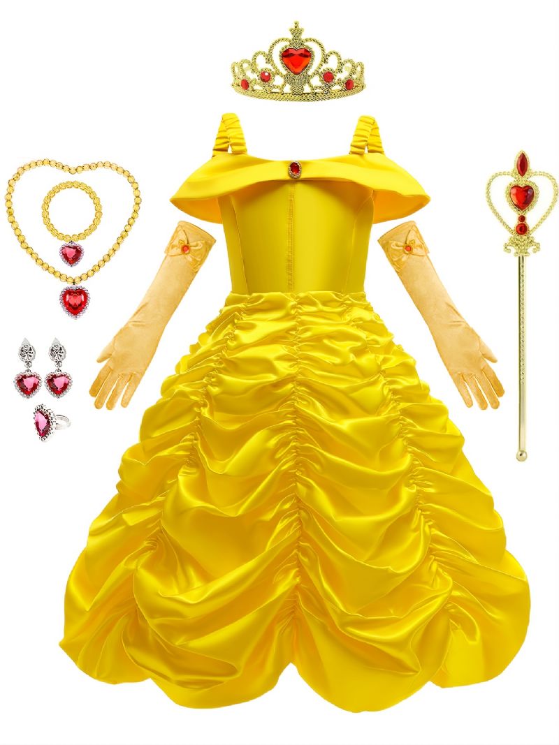 Piger Prinsesse Udklædningskjole Med Tilbehør Beauty & The Beast Dress