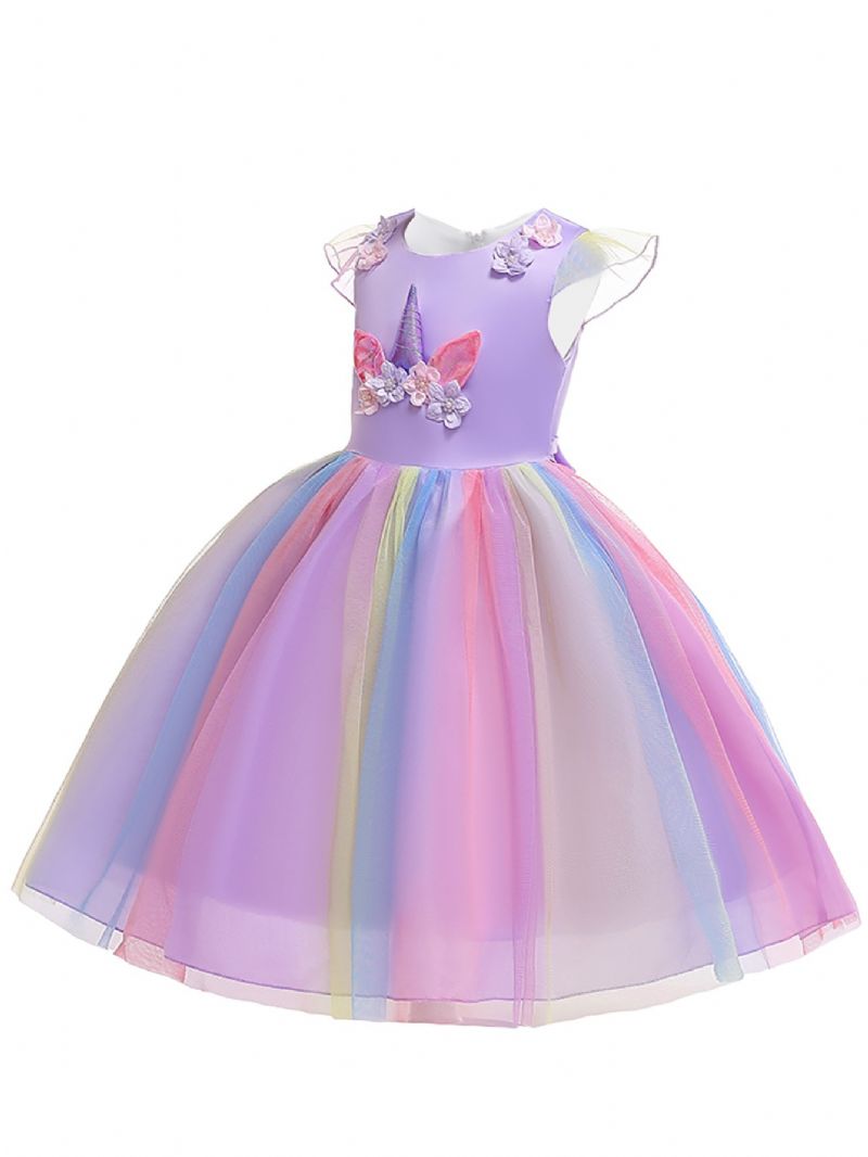 Piger Unicorn Mesh Princess Dress Festkjole Julekjole