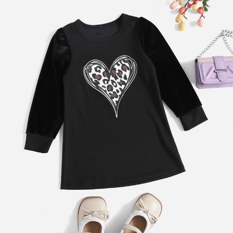 Toddler Piger Heart Printed Sort Kjole