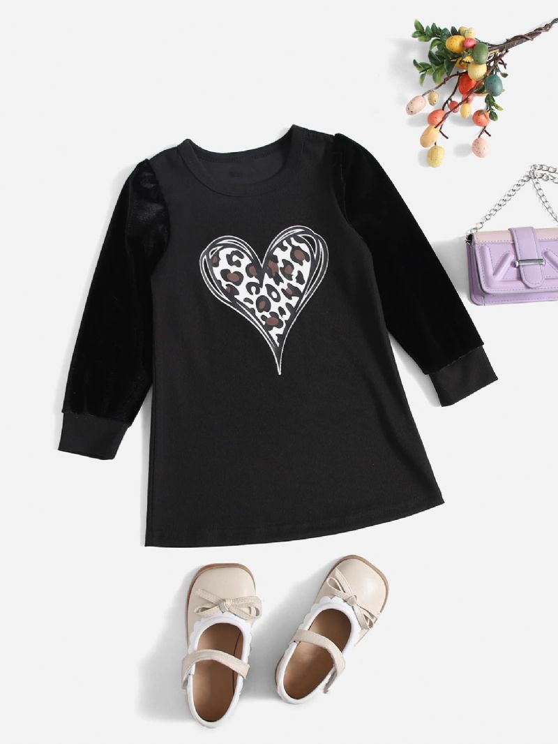 Toddler Piger Heart Printed Sort Kjole