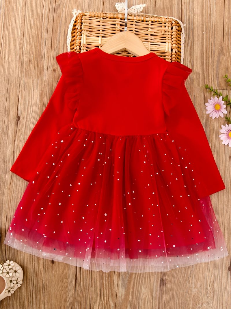 Toddler Piger Mesh Dress Langærmet Flying Sleeve Tutu