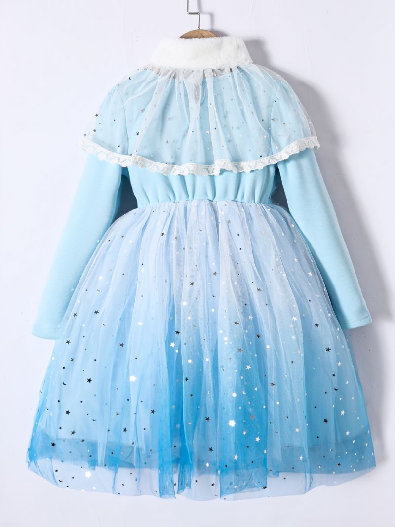 Toddler Piger Mesh Kjole Langærmet Fleece Prinsesse