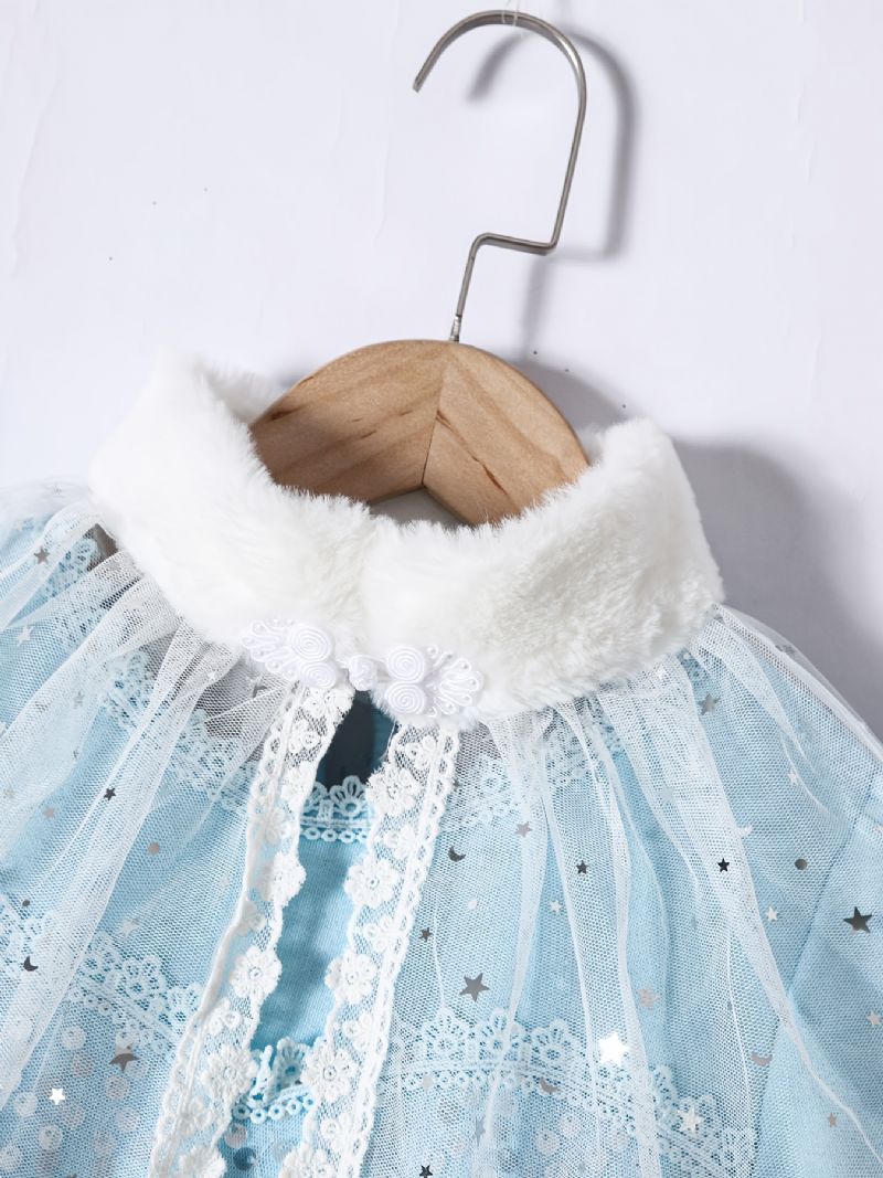 Toddler Piger Mesh Kjole Langærmet Fleece Prinsesse