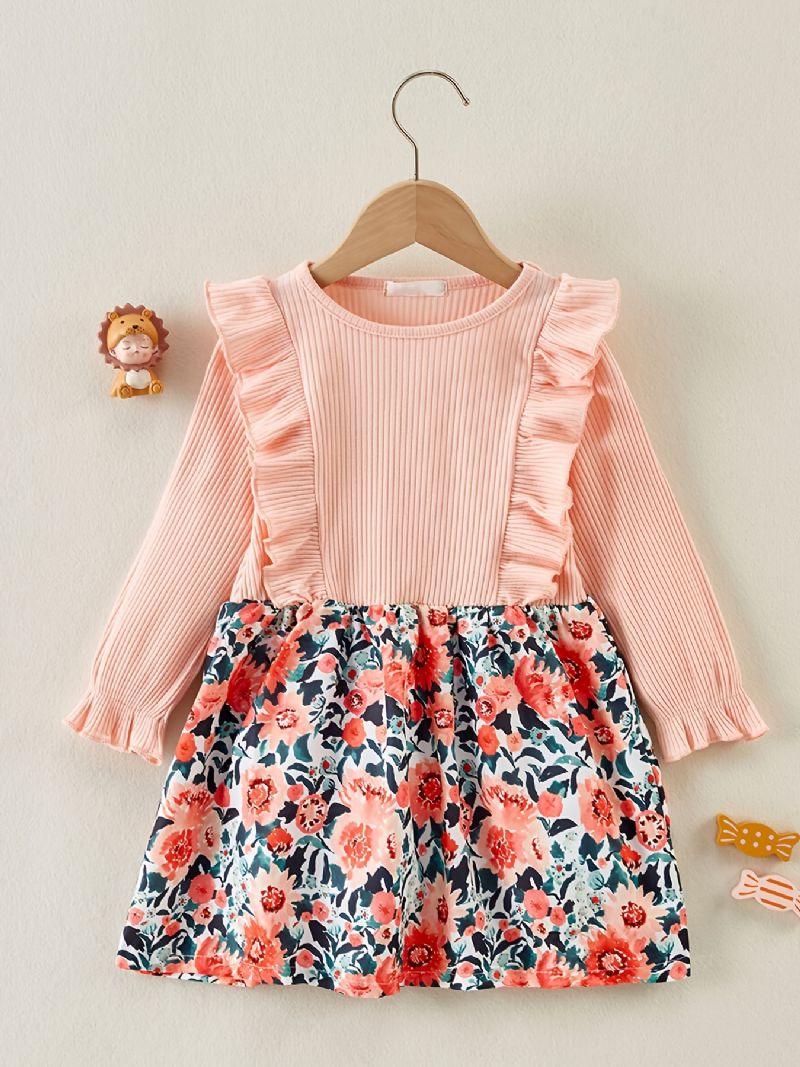 Toddler Piger Pit Strip Stitching Floral Dress