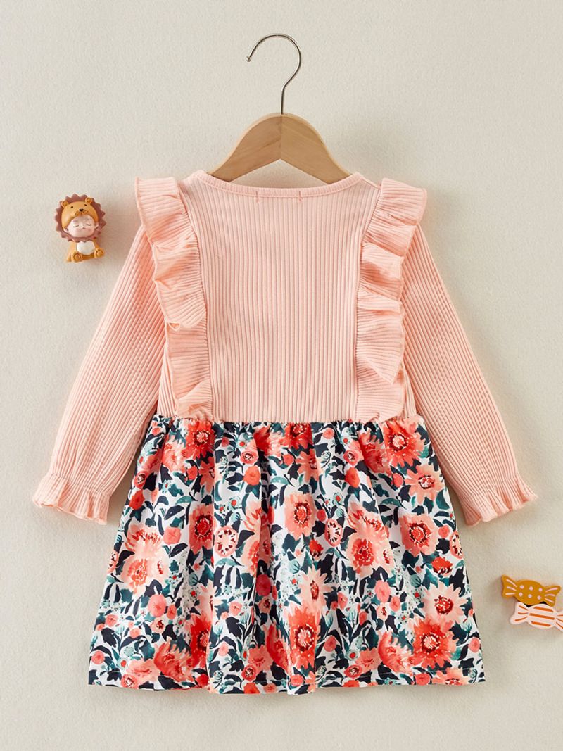 Toddler Piger Pit Strip Stitching Floral Dress