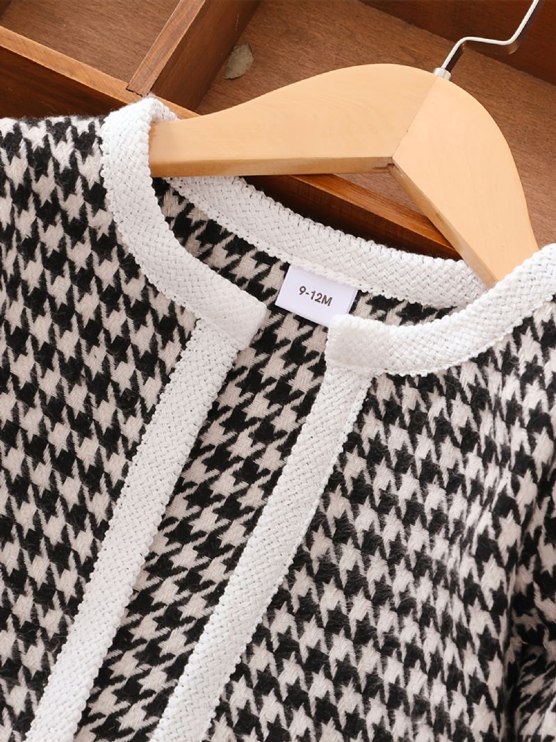 3 Stk Baby Cardigan Houndstooth Langærmet Kjole