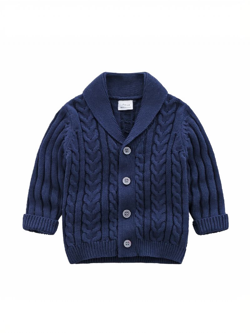 Unisex Baby Cardigan V-hals Botton Sweater Med Kabel Strik Til Vinter Børnetøj