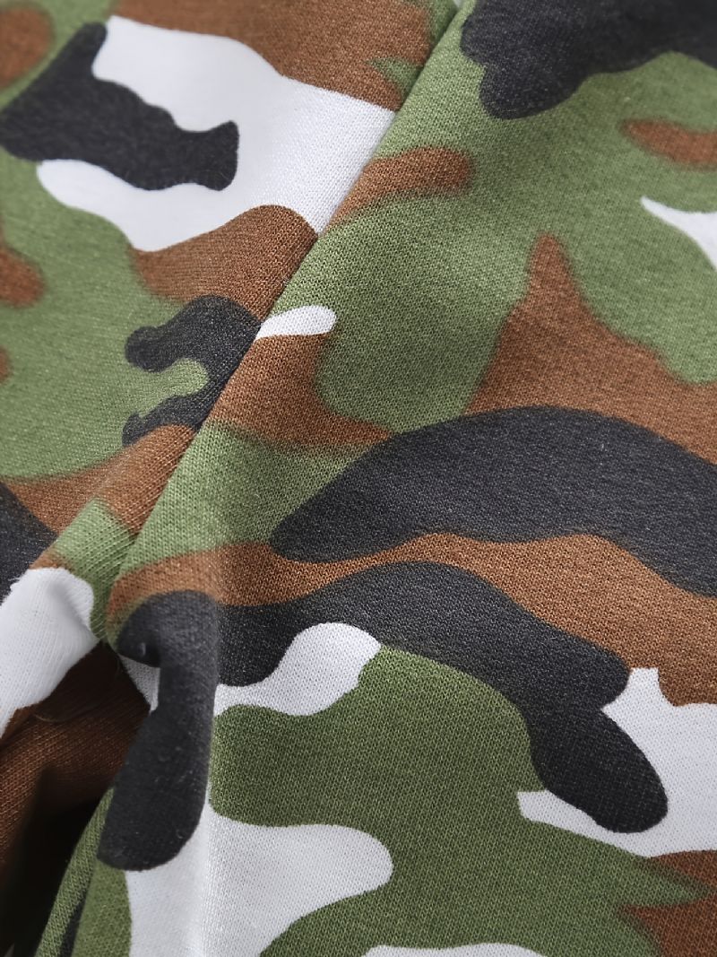 2 Stk Baby Camouflage Skoletaske Print Pullover Rundhalset Langærmet Sweatshirt & Bukser Sæt Til Drenge