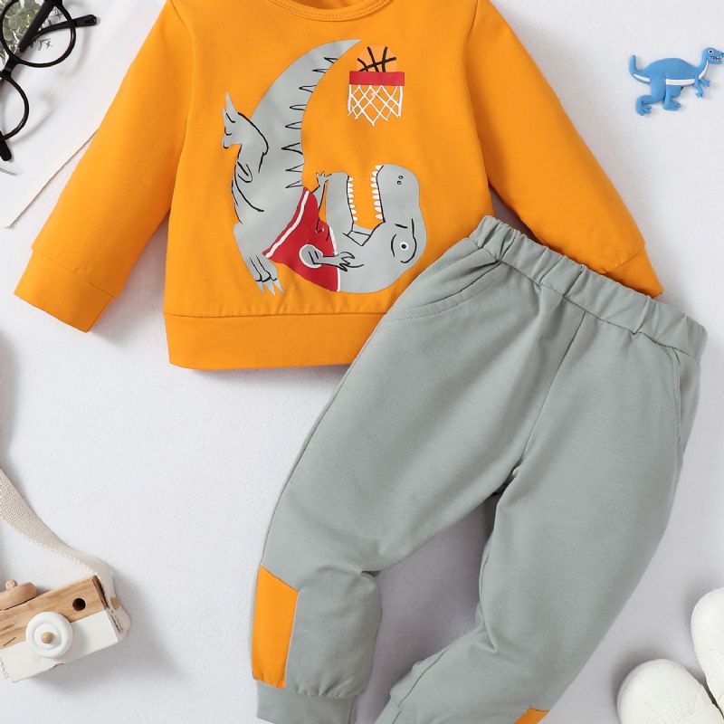 2 Stk Baby Drenge Dinosaur Print Cartoon Casual Sæt