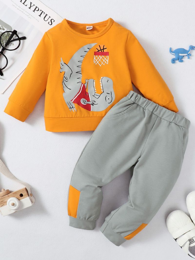 2 Stk Baby Drenge Dinosaur Print Cartoon Casual Sæt