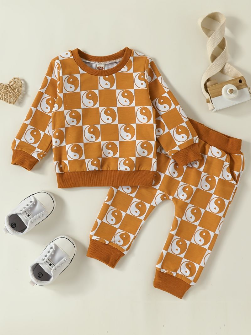 2 Stk Baby Drenge Full Printed Sweatshirt Sæt