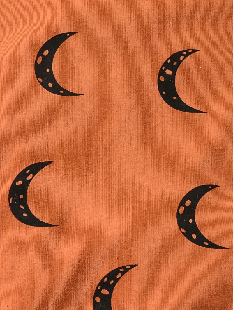 2 Stk Baby Drenge Moon Print Rundhalset Langærmet Sweatshirt & Buksesæt