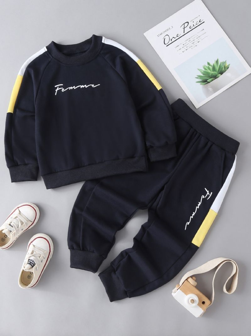 2 Stk Baby Drenge Pullover Rundhals Langærmet Sweatshirt Top & Buksesæt Børnetøj