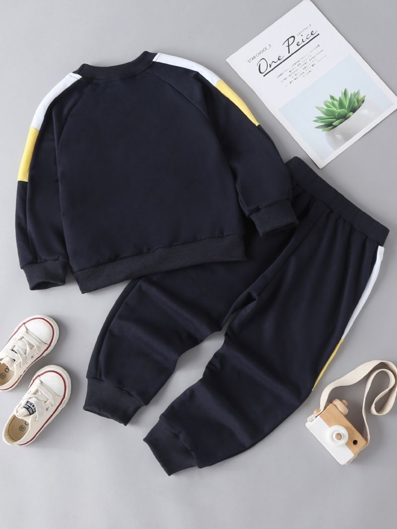 2 Stk Baby Drenge Pullover Rundhals Langærmet Sweatshirt Top & Buksesæt Børnetøj