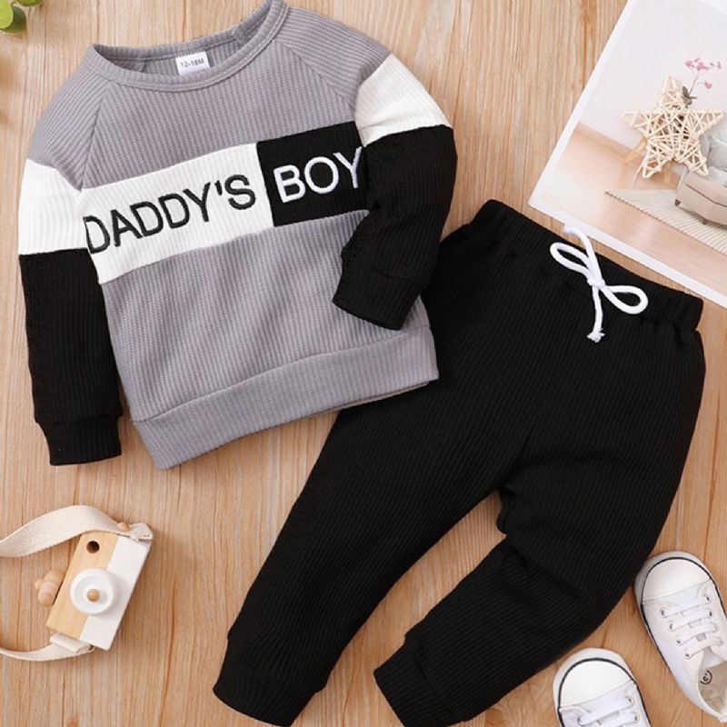 2 Stk Daddy's Drenge Colorblock Paneleret Langærmet Sweatshirtsæt