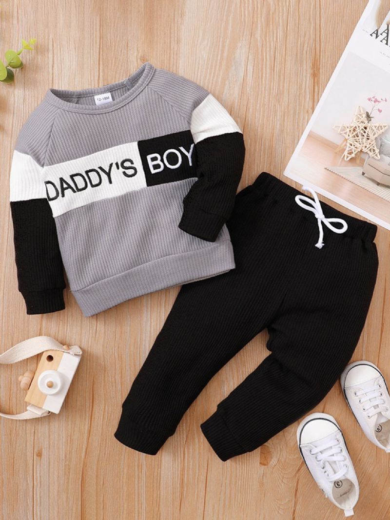 2 Stk Daddy's Drenge Colorblock Paneleret Langærmet Sweatshirtsæt