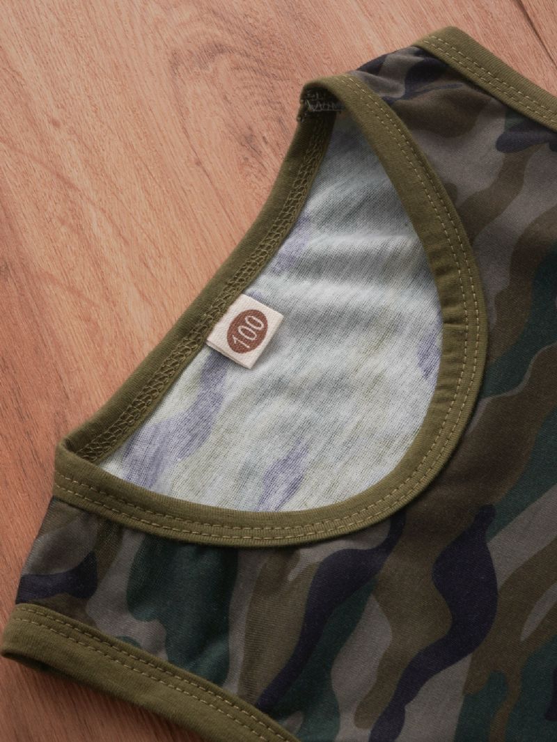 2 Stk Drenge Camo Print Ærmeløst Casual Sæt