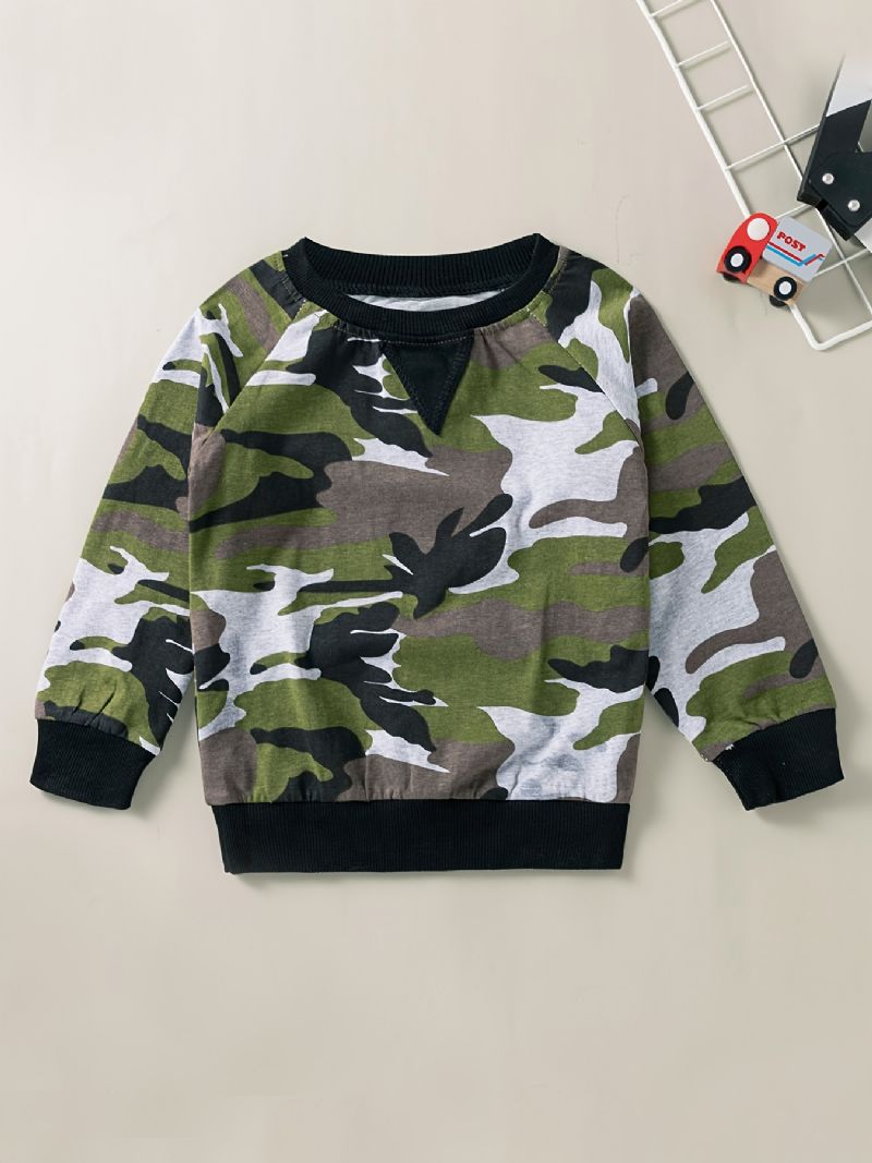 2 Stk Drenge Camo Print Sweatshirt Bukser Sæt