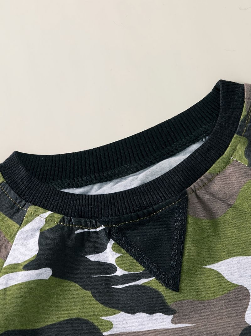 2 Stk Drenge Camo Print Sweatshirt Bukser Sæt