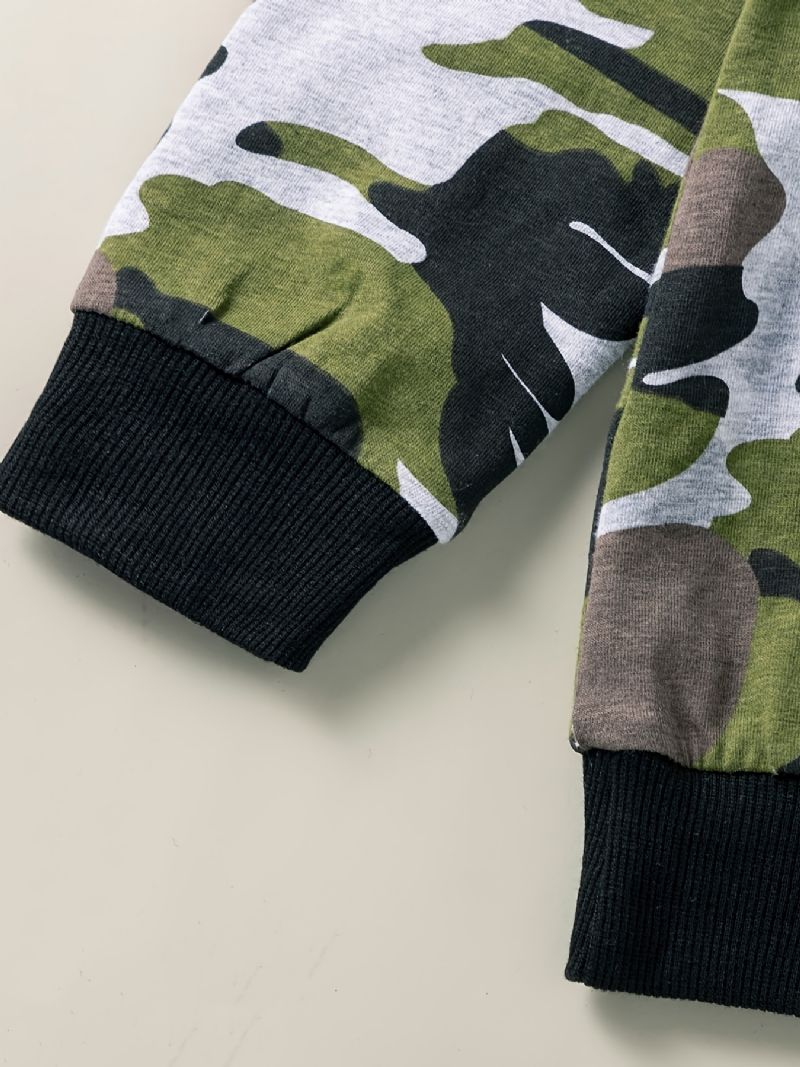 2 Stk Drenge Camo Print Sweatshirt Bukser Sæt