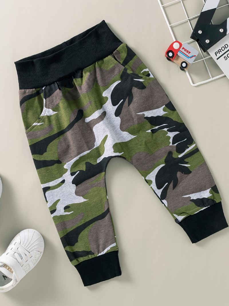 2 Stk Drenge Camo Print Sweatshirt Bukser Sæt