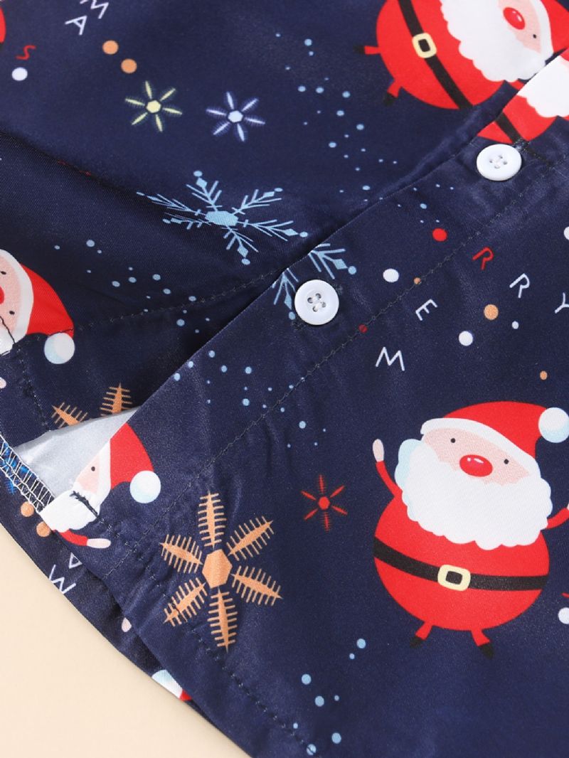 2 Stk. Drenge Christmas Print Bowtie Skjorte & Røde Bukser Sæt