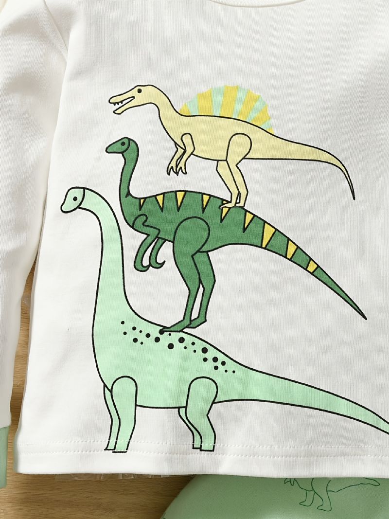 2 Stk Drenge Piger Langærmet Tegneserieprint Dinosaur Sæt