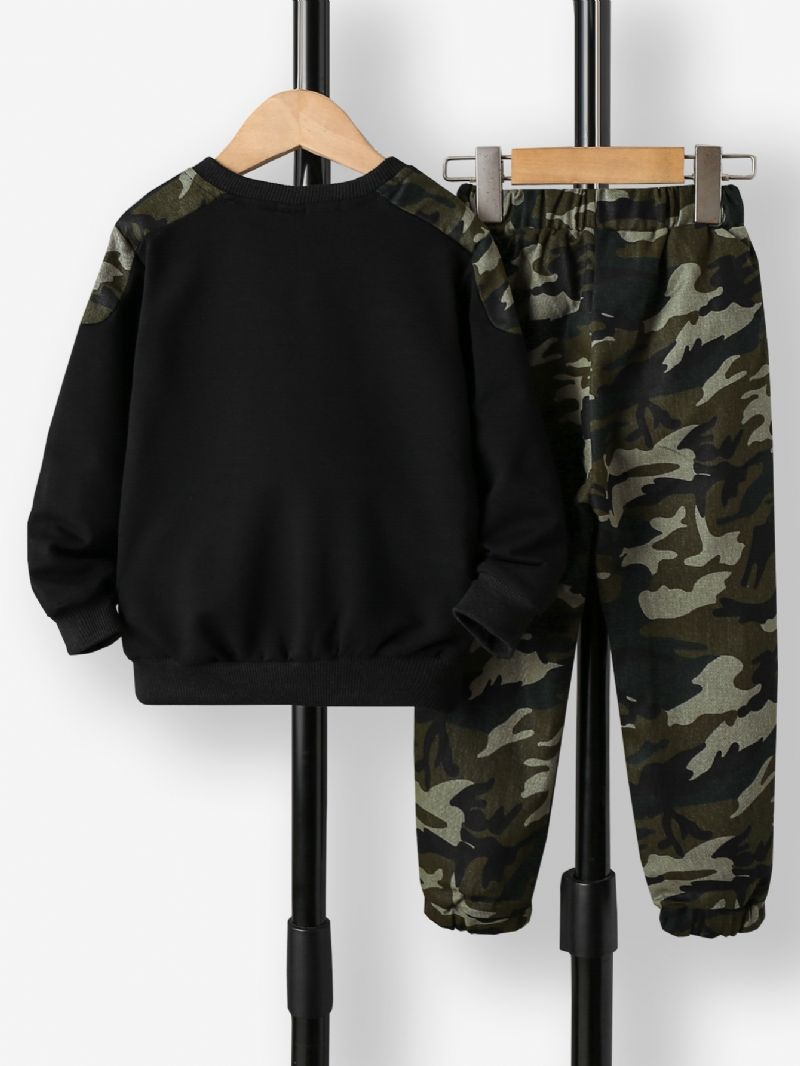 2 Stk Drenge Rund Hals Langærmet Camo Sweatsuit Sæt