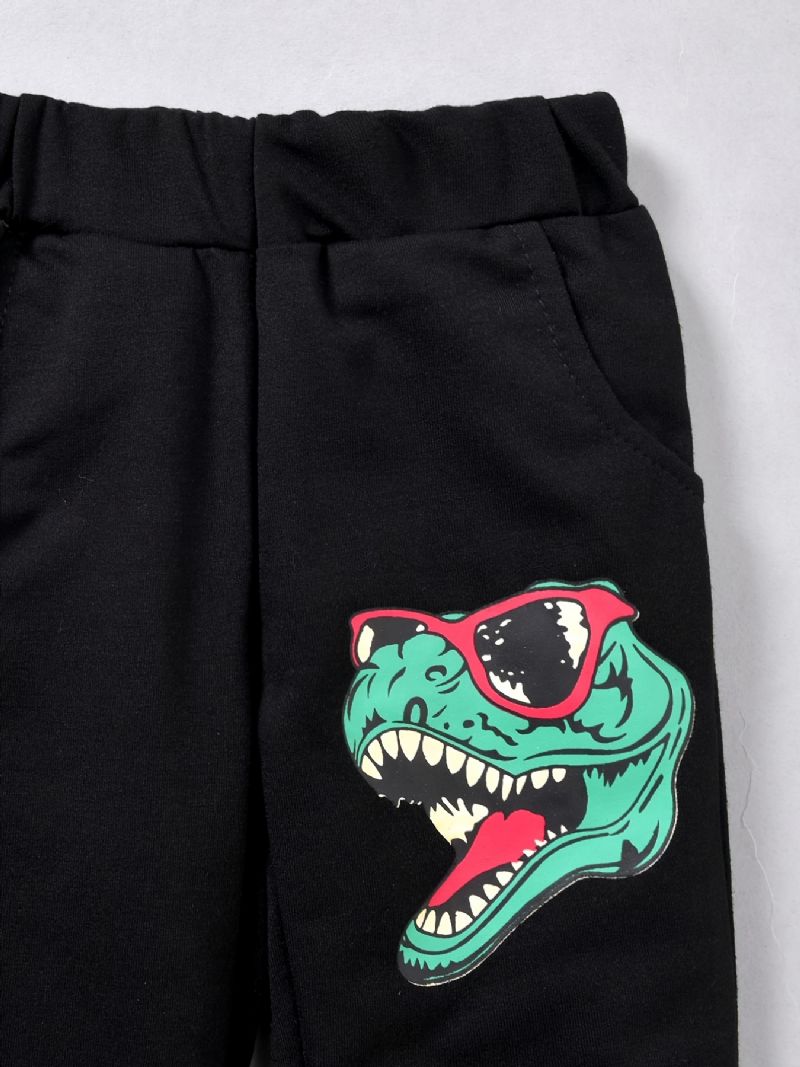 2 Stk Drenge Termisk Trøje Sweatshirt & Joggingbukser Med Dinosaur Print Casual Tegneserie Langærmet Sæt Til Vinter