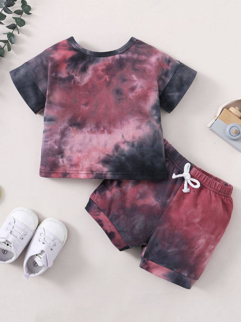 2 Stk Drenge Tie Dye Shortsleeve Shorts Set