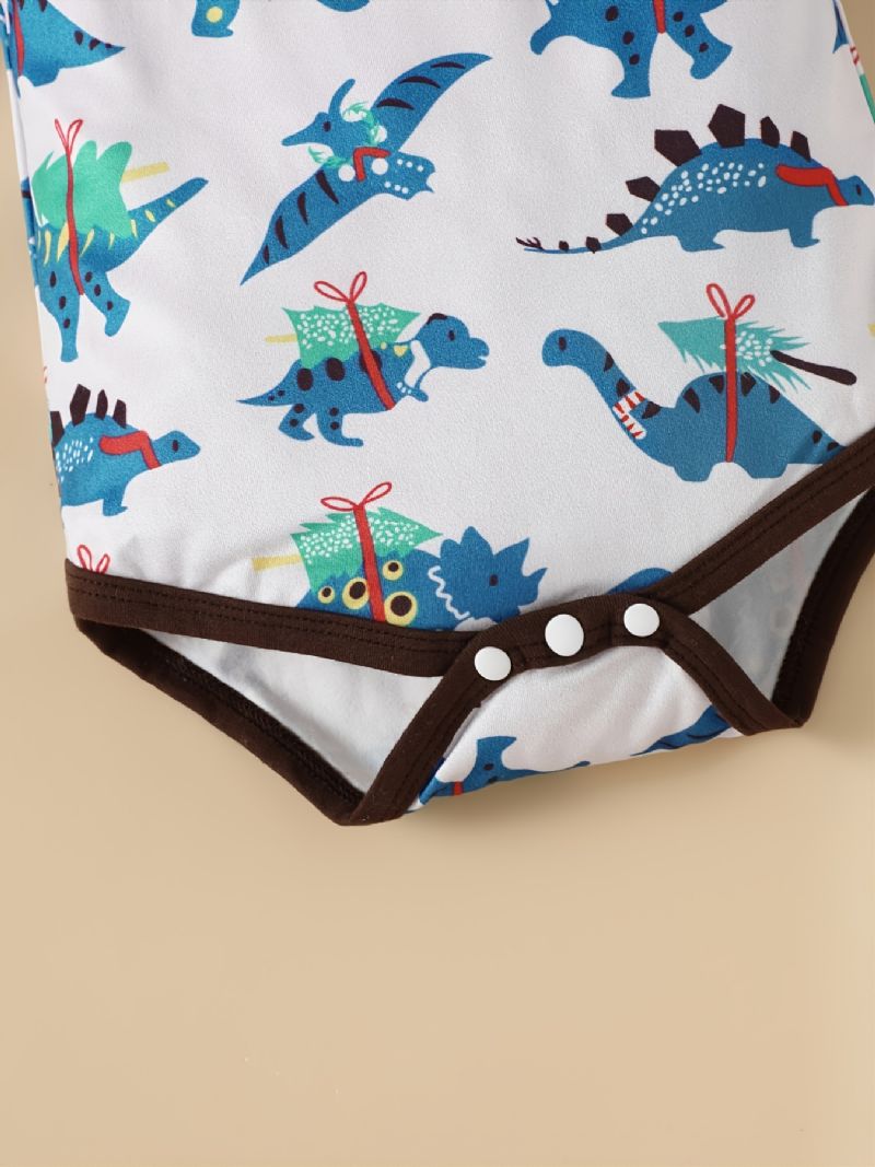 3 Stk Baby Drenge Dinosaur Print Langærmet Top & Bukser & Hat