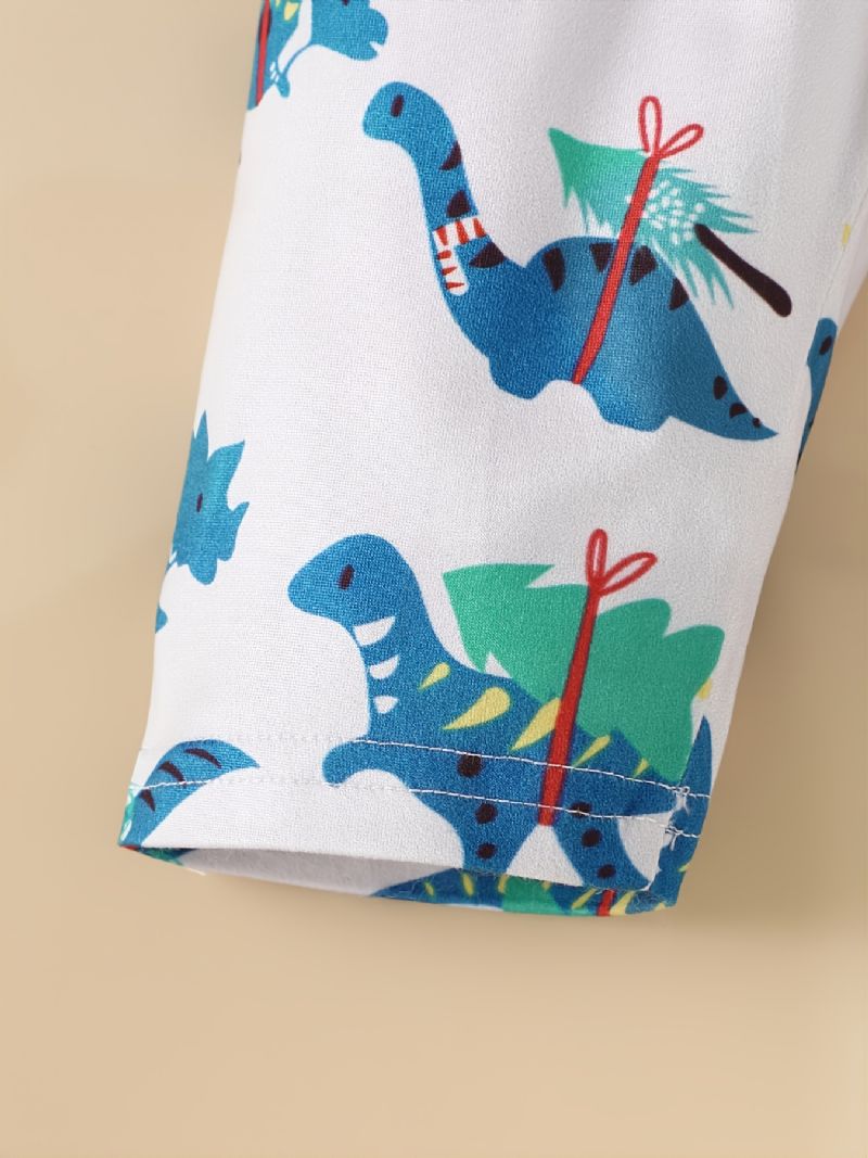 3 Stk Baby Drenge Dinosaur Print Langærmet Top & Bukser & Hat