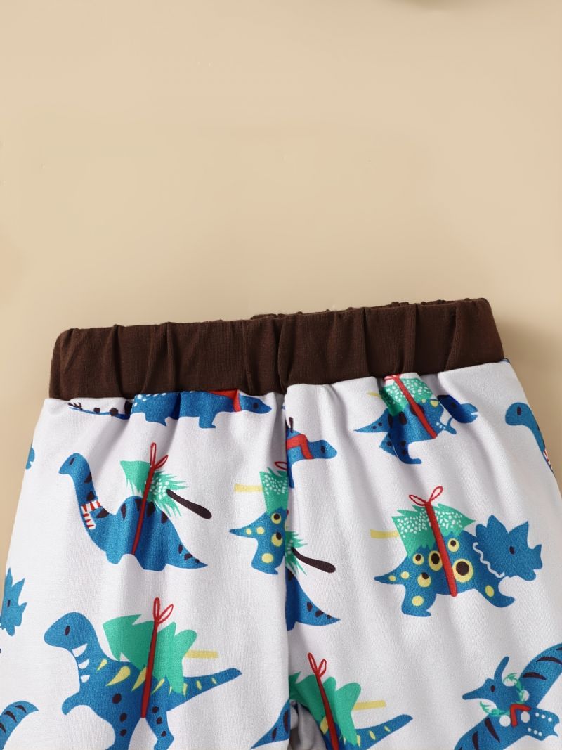 3 Stk Baby Drenge Dinosaur Print Langærmet Top & Bukser & Hat