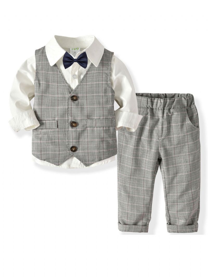 4 Stk Baby Toddler Drenge Gentleman Bowtie Outfits Langærmet Jakkesæt