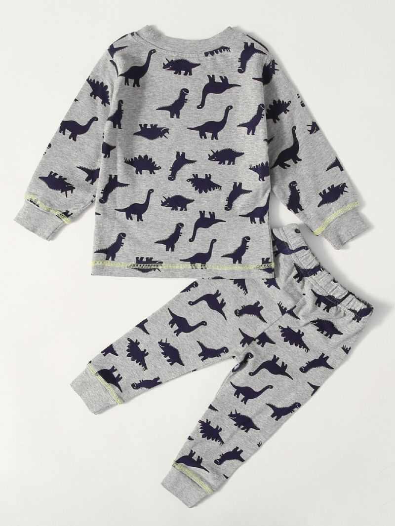 Baby Casual Tegneserie Dinosaur Trykt Sweatshirt Bukser Sæt