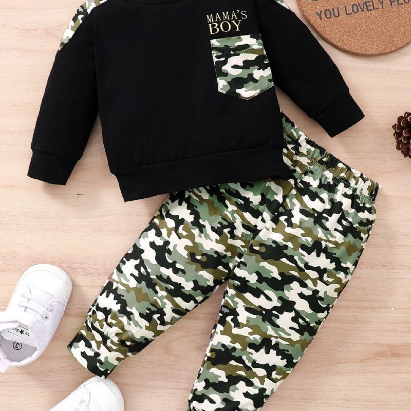 Baby Drenge Camo Pullover Sweatshirt & Matchende Joggerbukser Babytøj