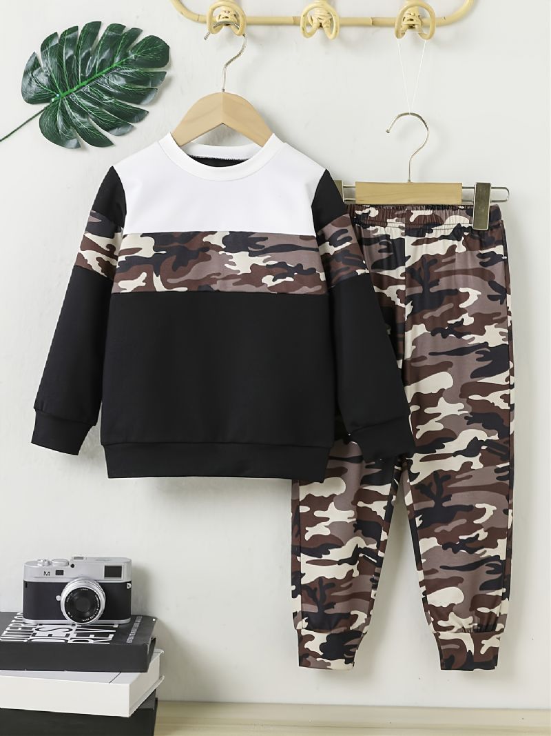 Baby Drenge Camo Pullover Sweatshirt & Matchende Joggerbukser Sæt