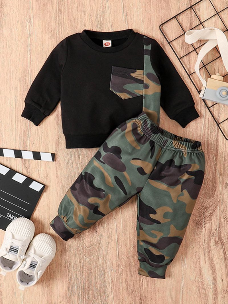 Baby Drenge Camouflage Sweatshirts & Bukser Sæt Babytøj Outfit