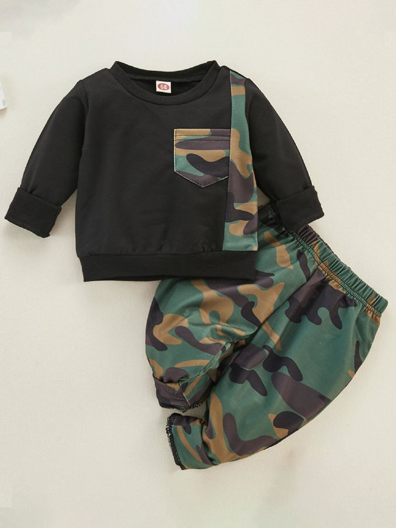 Baby Drenge Camouflage Sweatshirts & Bukser Sæt Babytøj Outfit