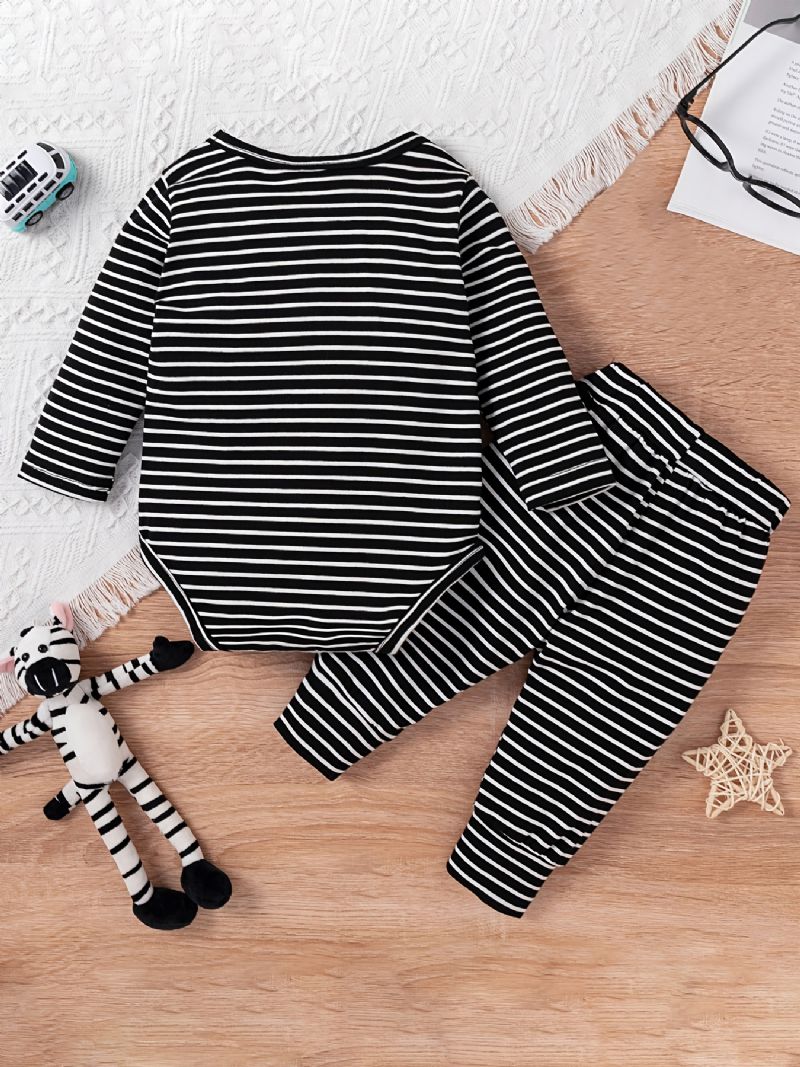 Baby Drenge Casual Stripped Romper & Bukser Med Røde Lommer Sæt