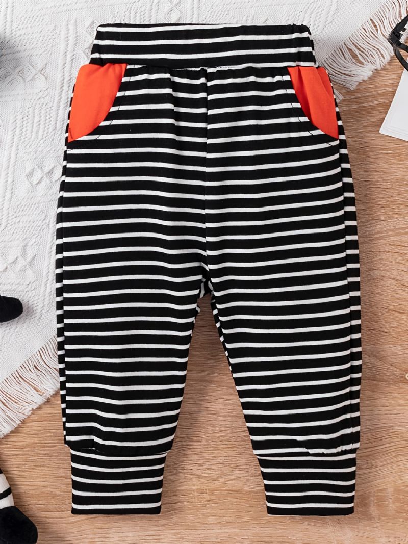 Baby Drenge Casual Stripped Romper & Bukser Med Røde Lommer Sæt