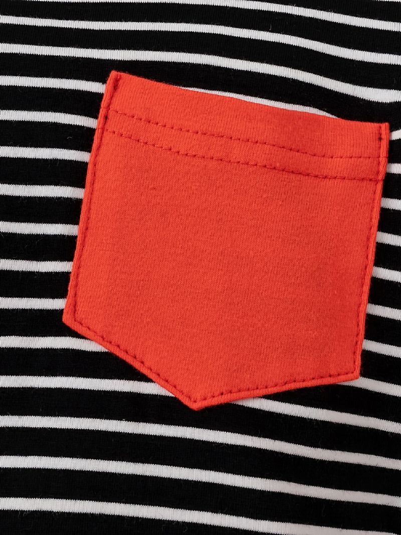 Baby Drenge Casual Stripped Romper & Bukser Med Røde Lommer Sæt