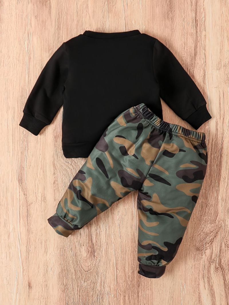 Baby Drenge Crew Neck Camouflage Langærmet Patchwork Sæt