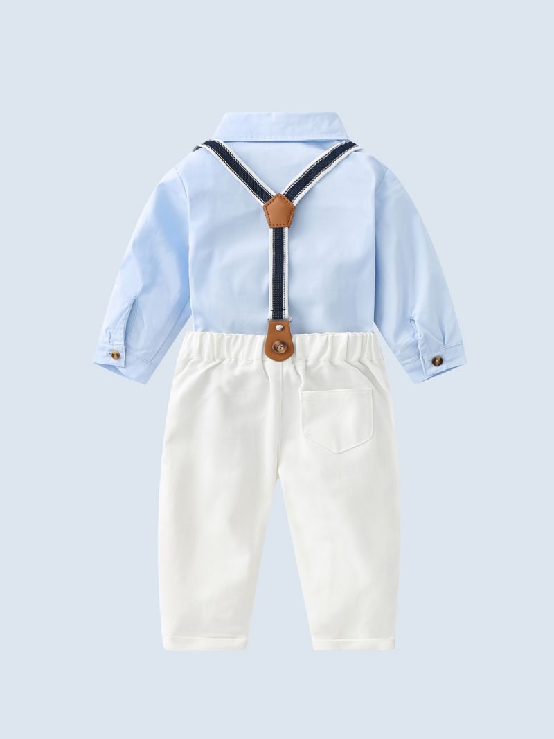 Baby Drenge Gentleman Outfit Langærmet Bodysuit & Suspender Pants Set